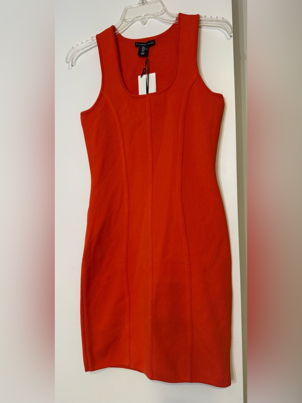 Red Orange Sleeveless Sheath Body-con Dress. NWT